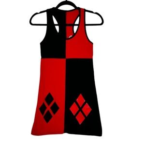 DC Comic Harley Quinn Bodycon Tank Dress Women Red Black Cosplay Medium